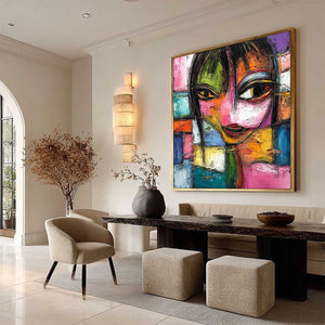 KALEIDOSCOPE SOUL: Colorful Abstract Impasto Portrait Oil Painting