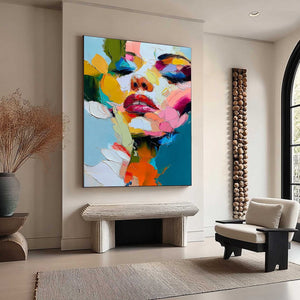 KALEIDOSCOPE SOUL: Colorful Abstract Impasto Portrait Oil Painting