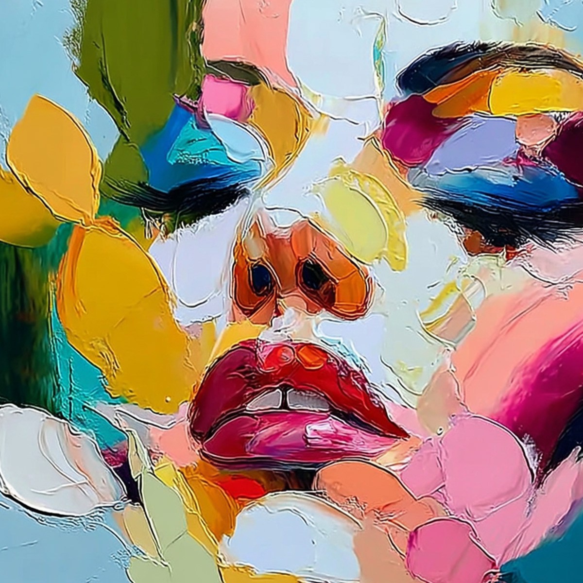 KALEIDOSCOPE SOUL: Colorful Abstract Impasto Portrait Oil Painting