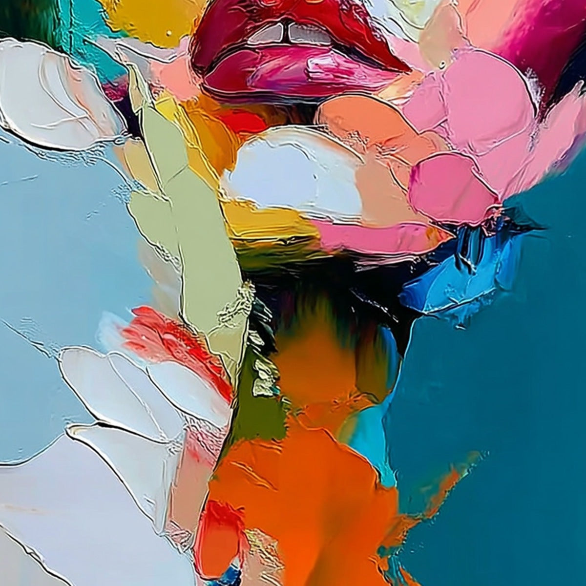 KALEIDOSCOPE SOUL: Colorful Abstract Impasto Portrait Oil Painting