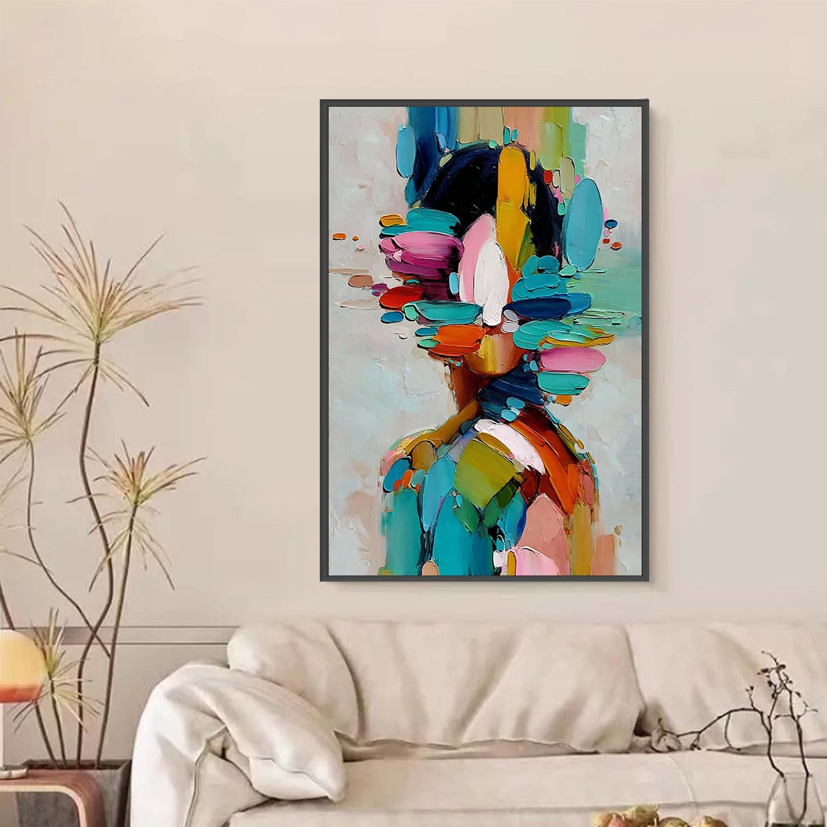 KALEIDOSCOPE SOUL: Colorful Abstract Portrait Impasto Style Wall Art