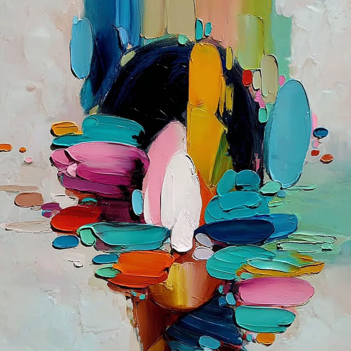 KALEIDOSCOPE SOUL: Colorful Abstract Portrait Impasto Style Wall Art