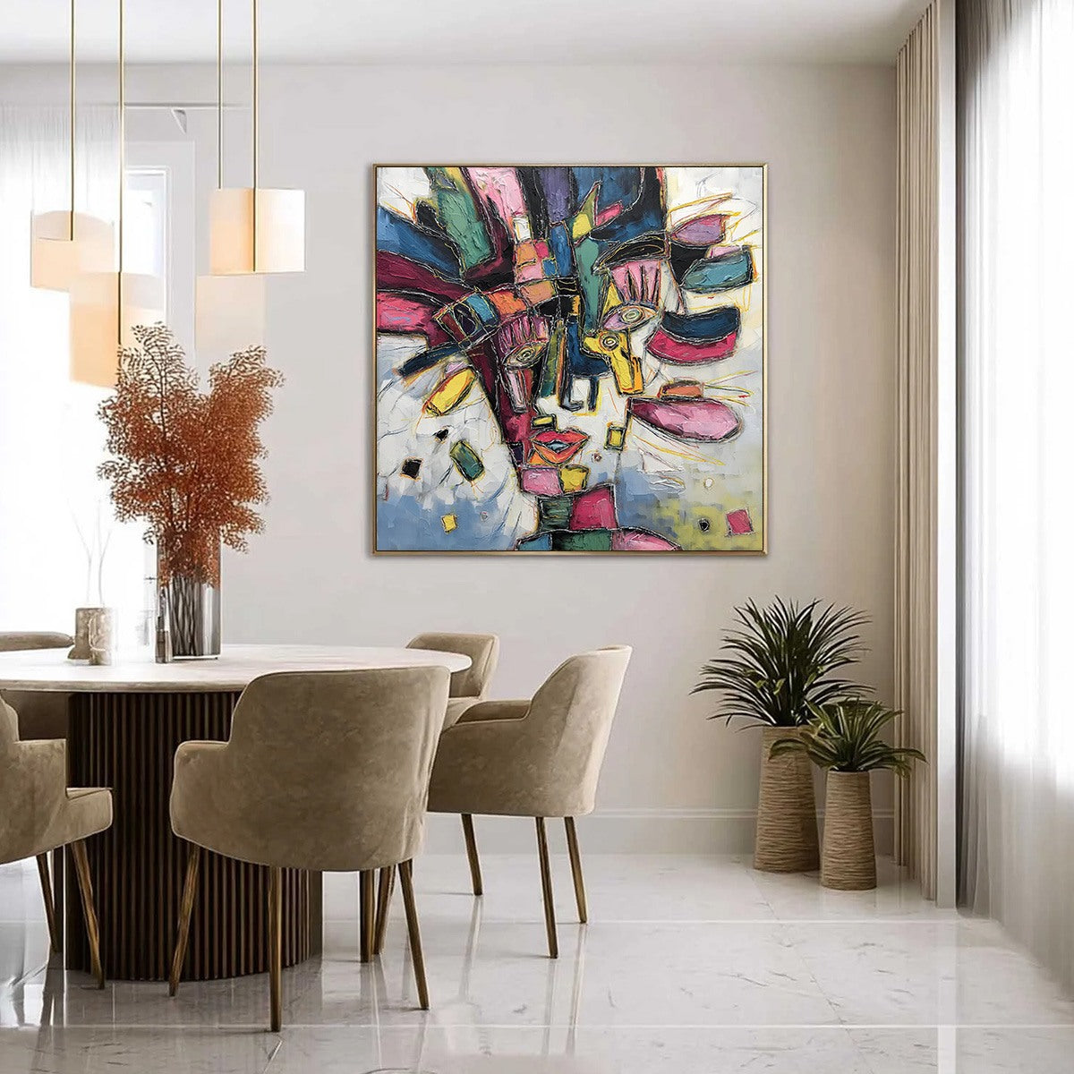 KALEIDOSCOPE SOUL: Large Colorful Abstract Portrait Impasto Painting