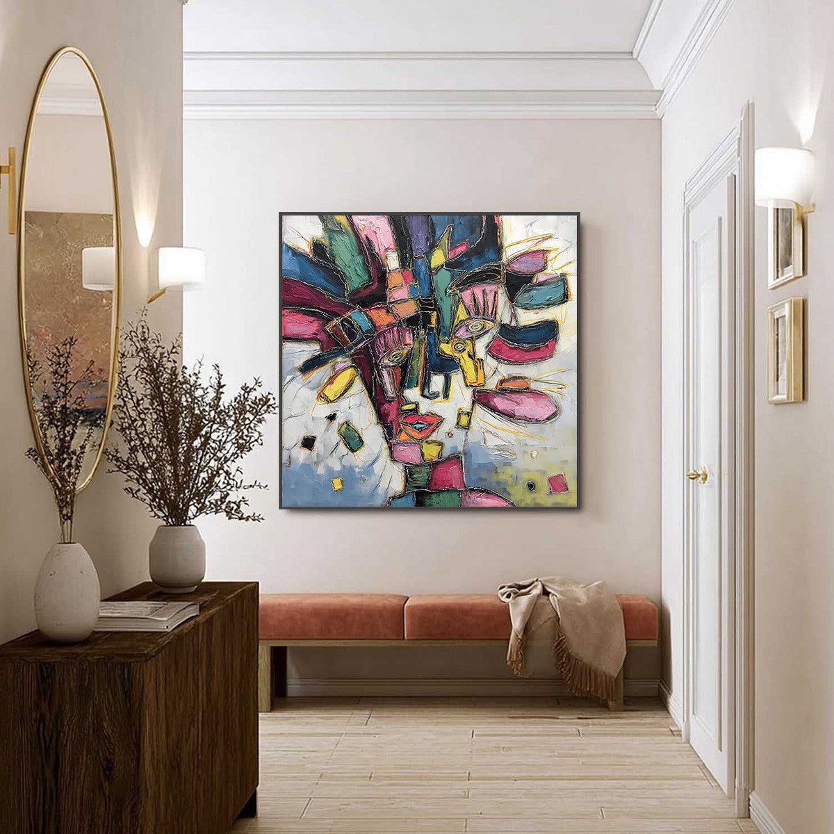 KALEIDOSCOPE SOUL: Large Colorful Abstract Portrait Impasto Painting