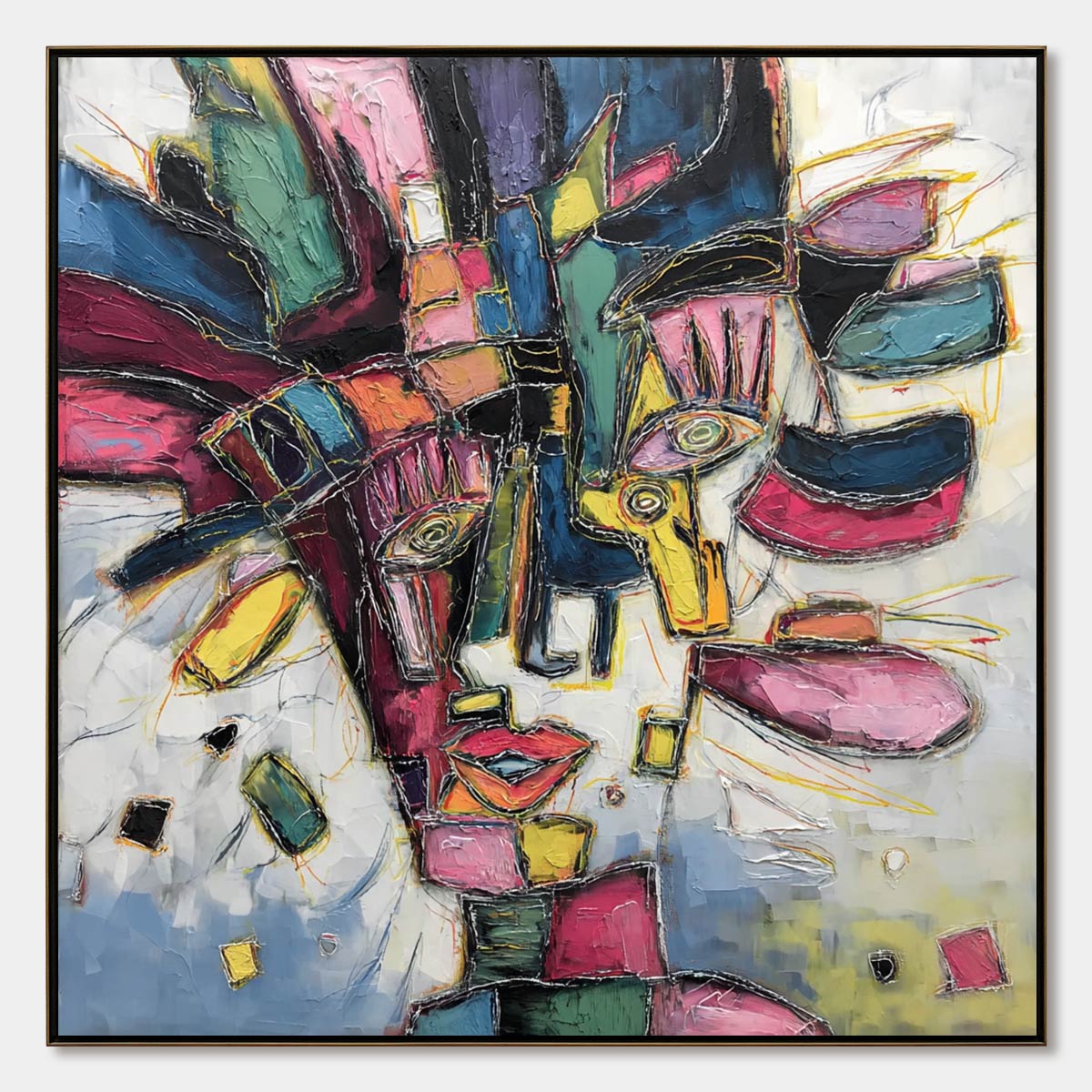 KALEIDOSCOPE SOUL: Large Colorful Abstract Portrait Impasto Painting