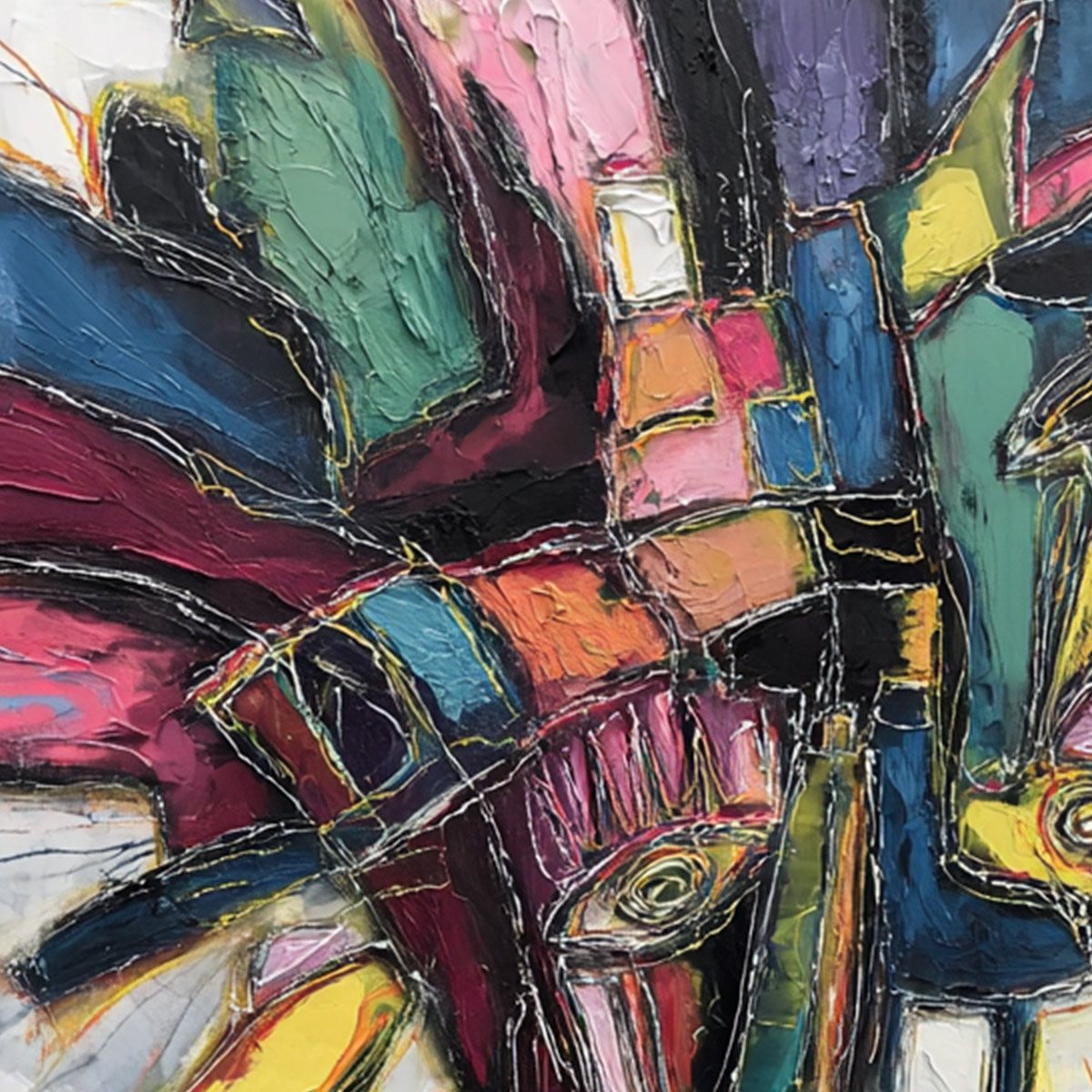 KALEIDOSCOPE SOUL: Large Colorful Abstract Portrait Impasto Painting