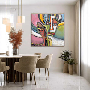 KINDRED SPIRITS: Colorful Abstract Impasto Portrait Oil Painting
