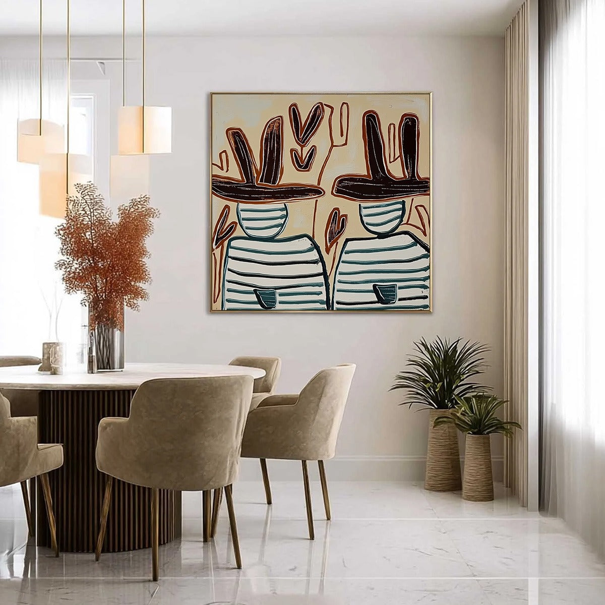 KINDRED SPIRITS: Modern Abstract Figurative Painting of Two Companions