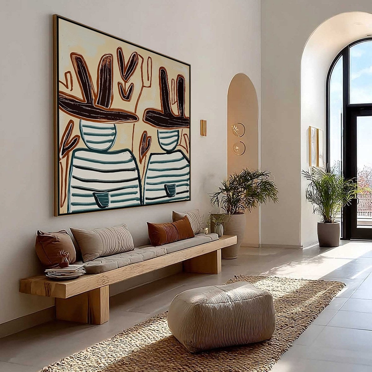 KINDRED SPIRITS: Modern Abstract Figurative Painting of Two Companions