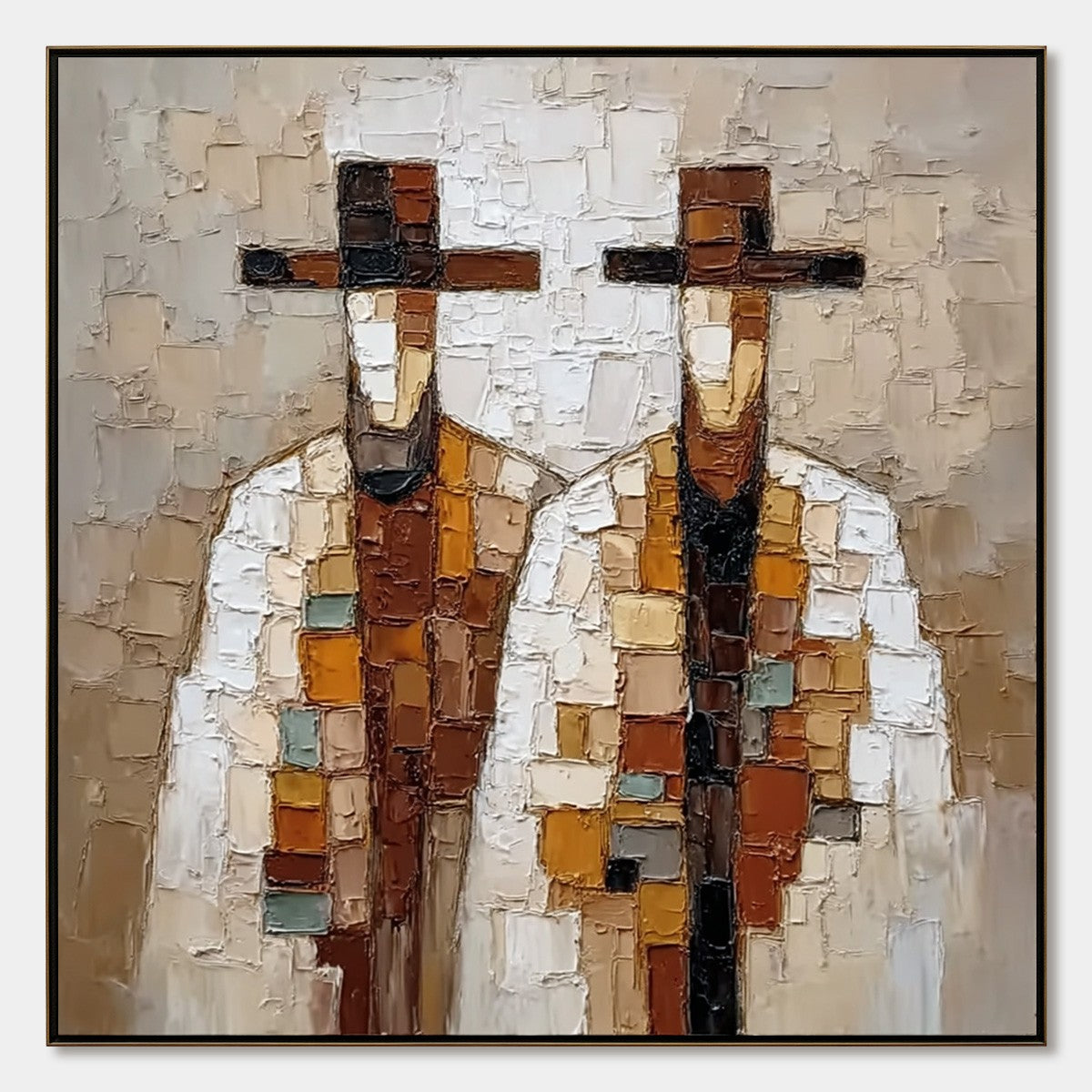 KINDRED SPIRITS: Textured Abstract Figurative Impasto Painting