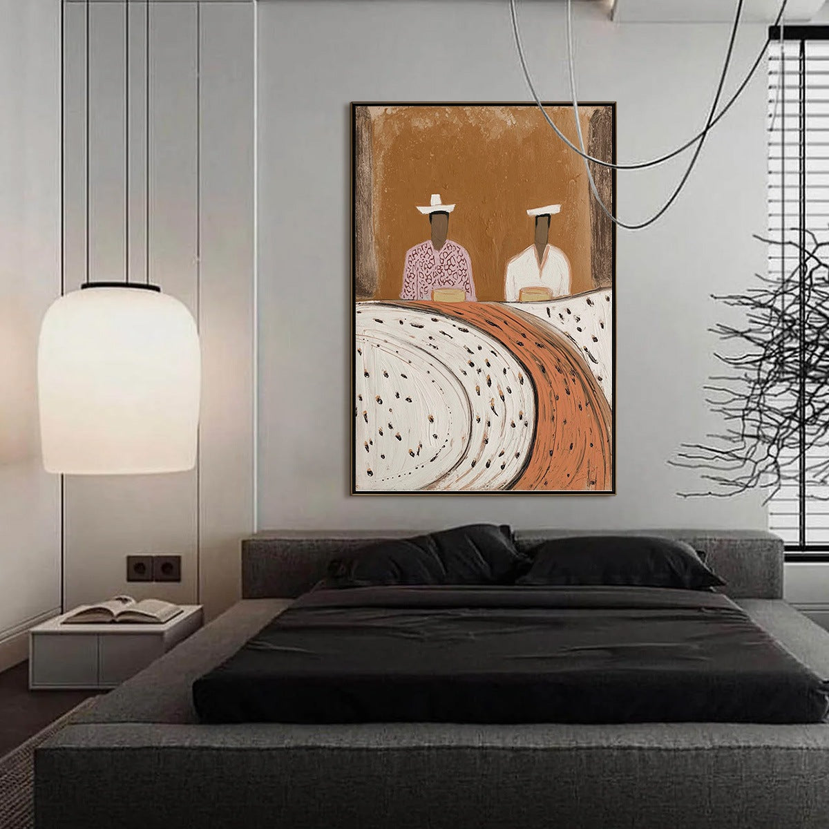 Textured Wabi-Sabi abstract painting 'Kindred Spirits', original acrylic wall art.