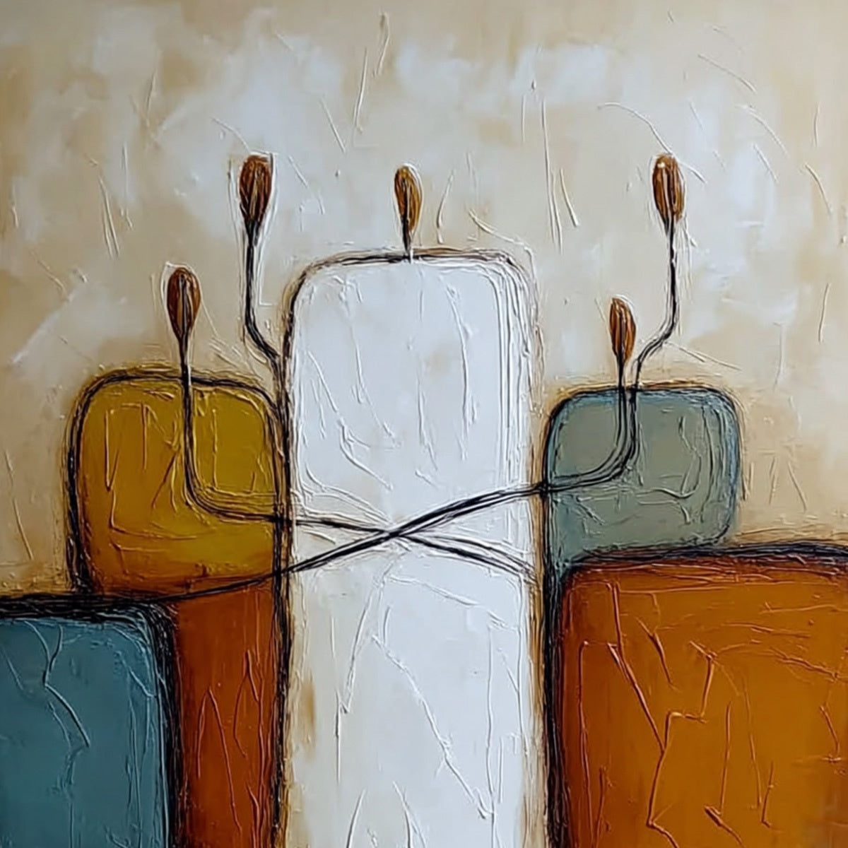KINDRED: Textured Abstract Figurative Painting of Unity