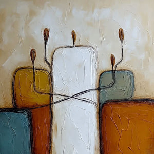 KINDRED: Textured Abstract Figurative Painting of Unity