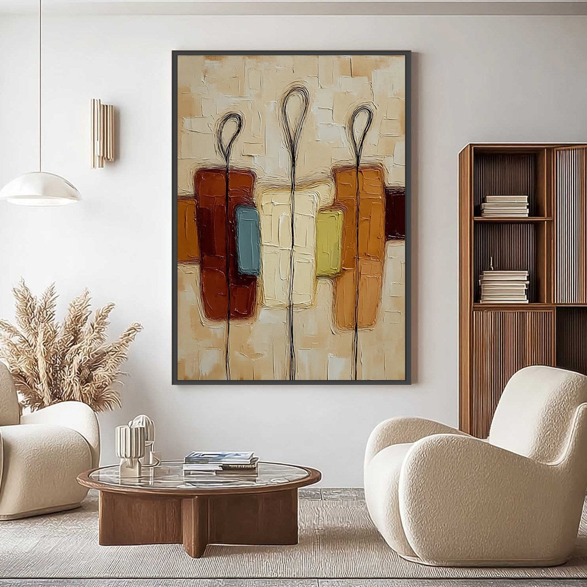 KINSHIP: Textured Abstract Figurative Painting of Three People