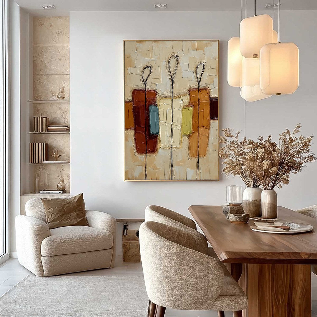 KINSHIP: Textured Abstract Figurative Painting of Three People