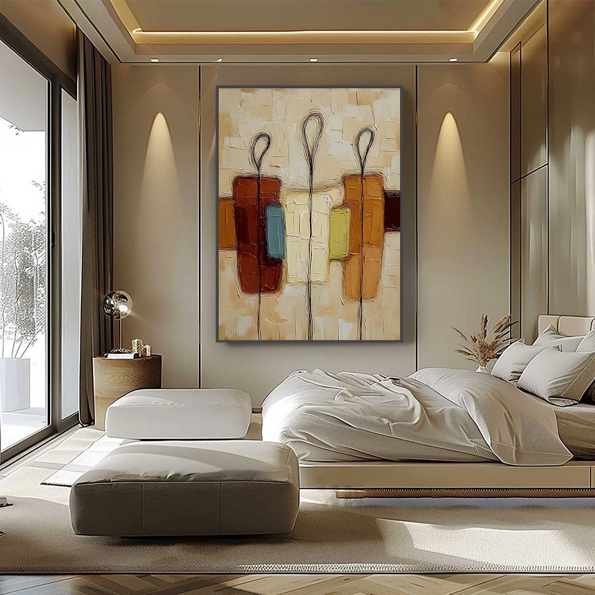 KINSHIP: Textured Abstract Figurative Painting of Three People