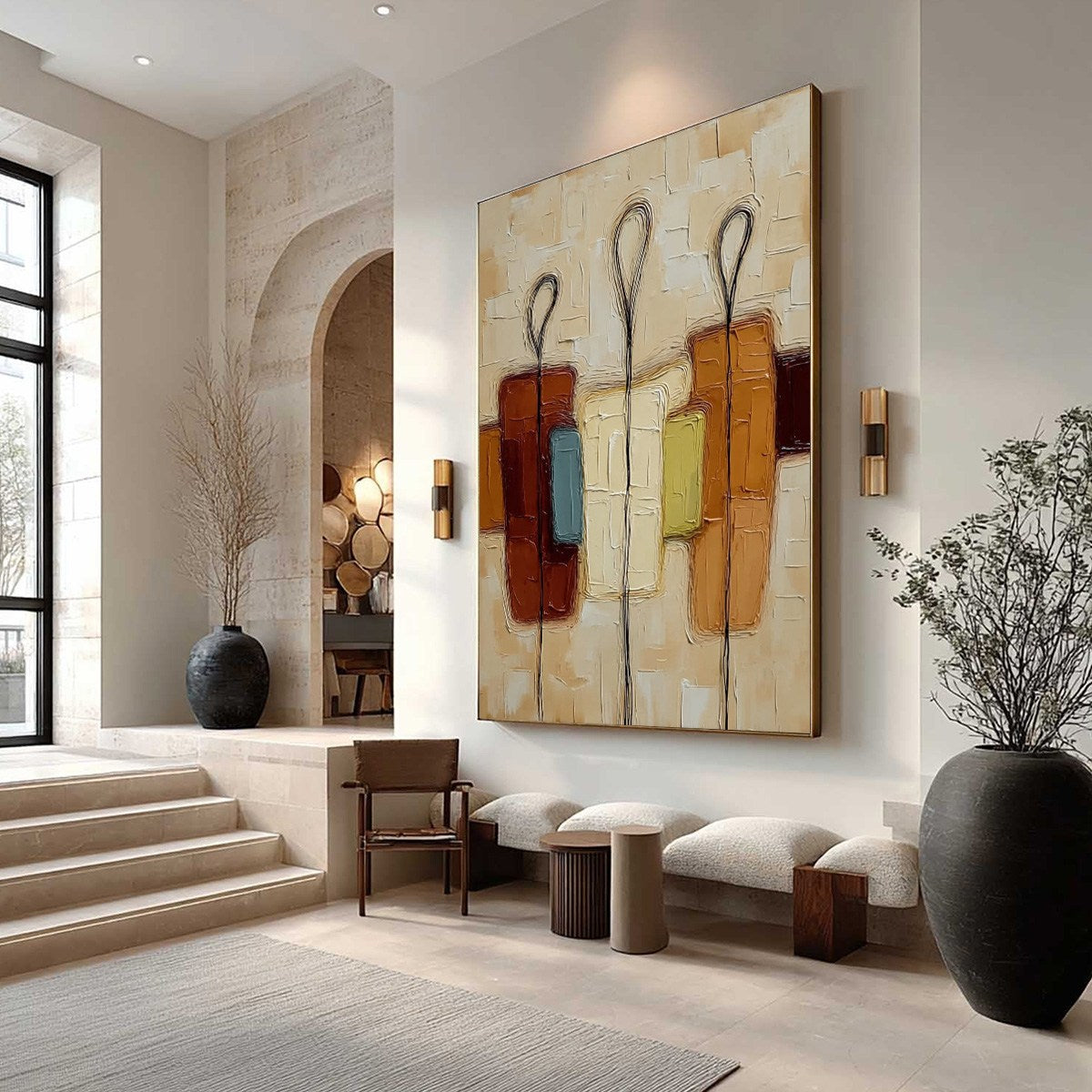 KINSHIP: Textured Abstract Figurative Painting of Three People