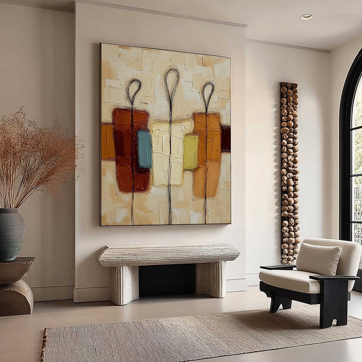 KINSHIP: Textured Abstract Figurative Painting of Three People