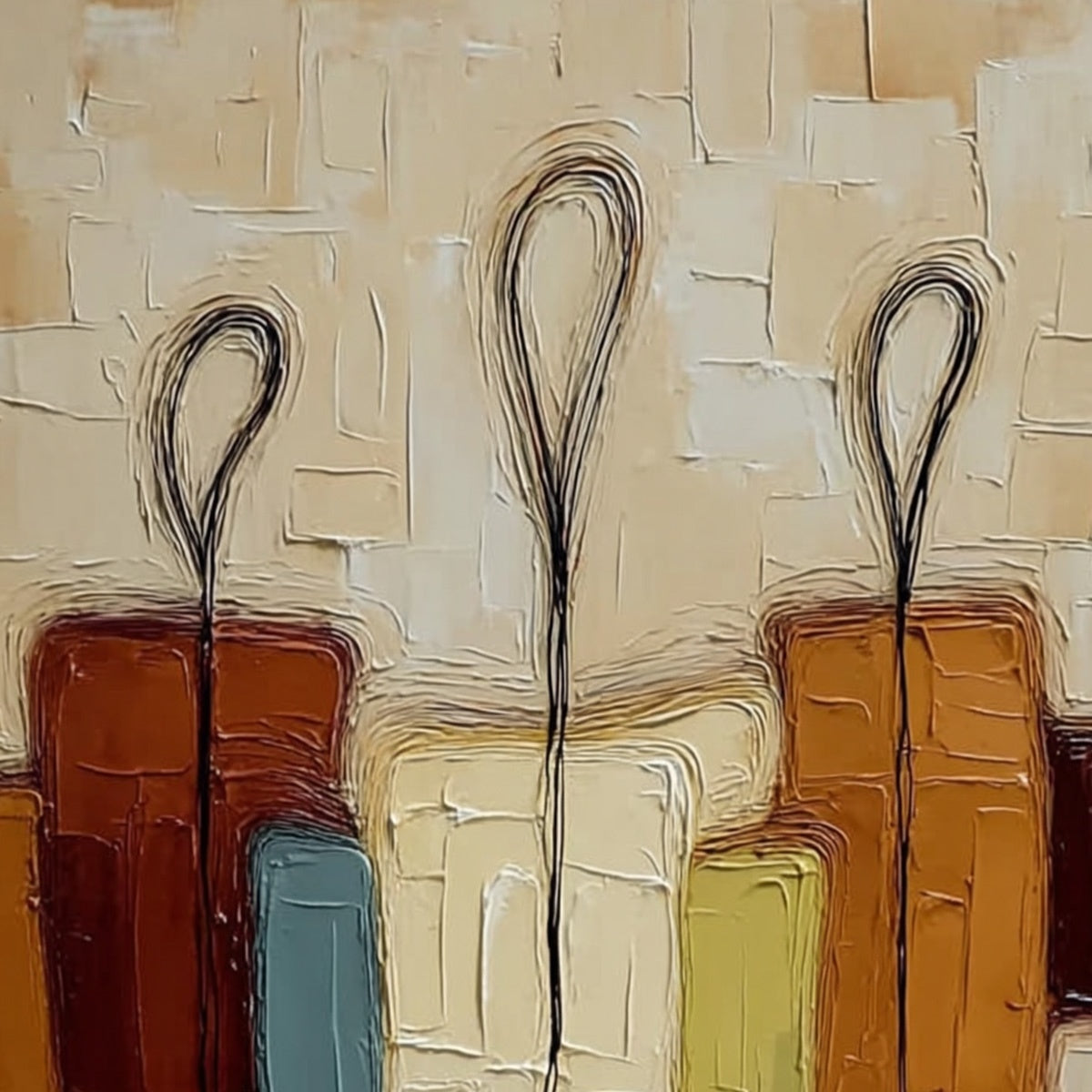 KINSHIP: Textured Abstract Figurative Painting of Three People