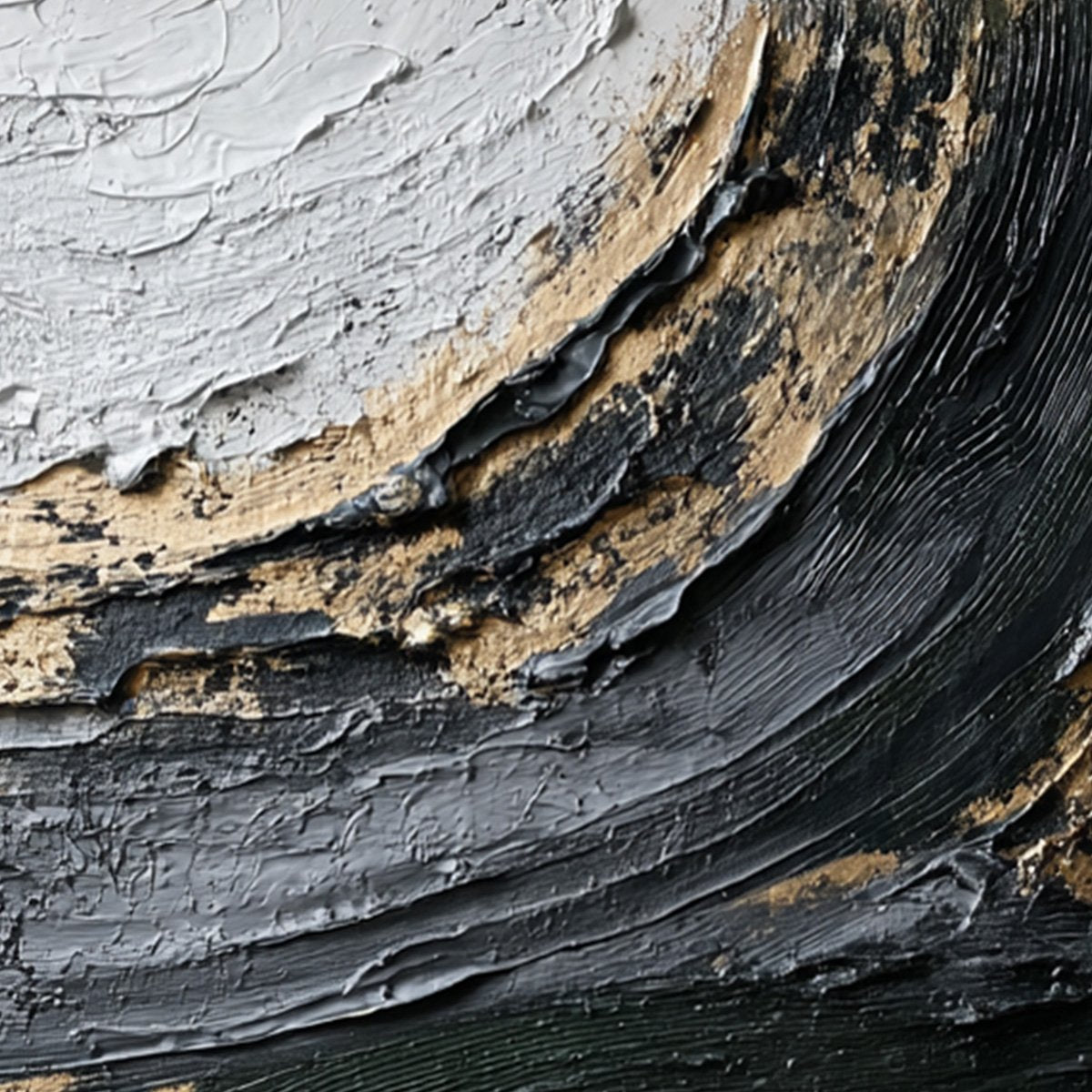 KINTSUGI RIFT: Textured Wabi Sabi Abstract Painting in Black and Gold