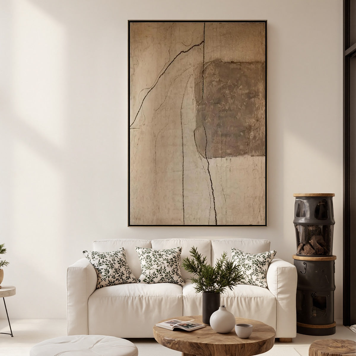Kintsugi Trace | Wabi Sabi Textured Abstract Oil Painting