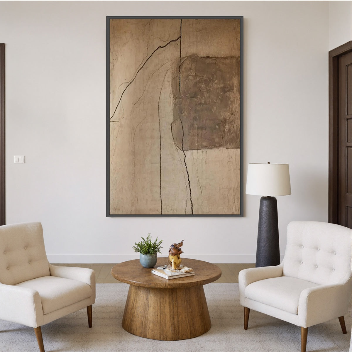 KINTSUGI TRACE: Large Wabi Sabi Textured Abstract Wall Art