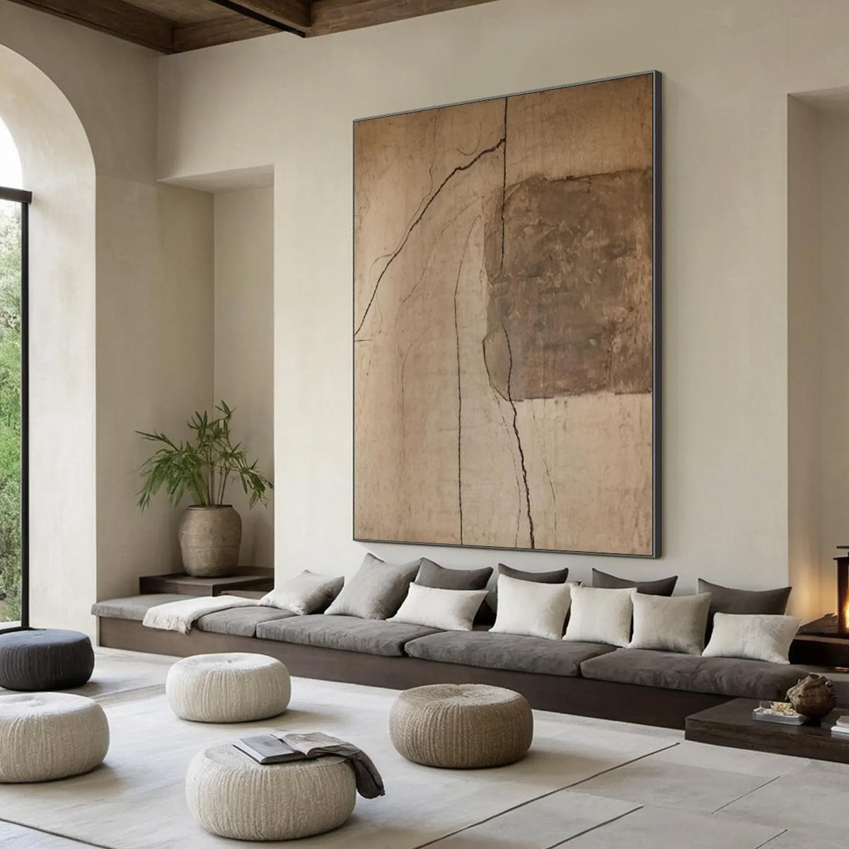 Kintsugi Trace | Wabi Sabi Textured Abstract Oil Painting