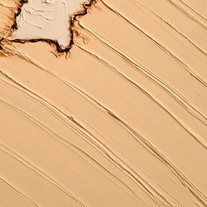 Original textured impasto wall art in beige with Wabi-Sabi fissure detail.