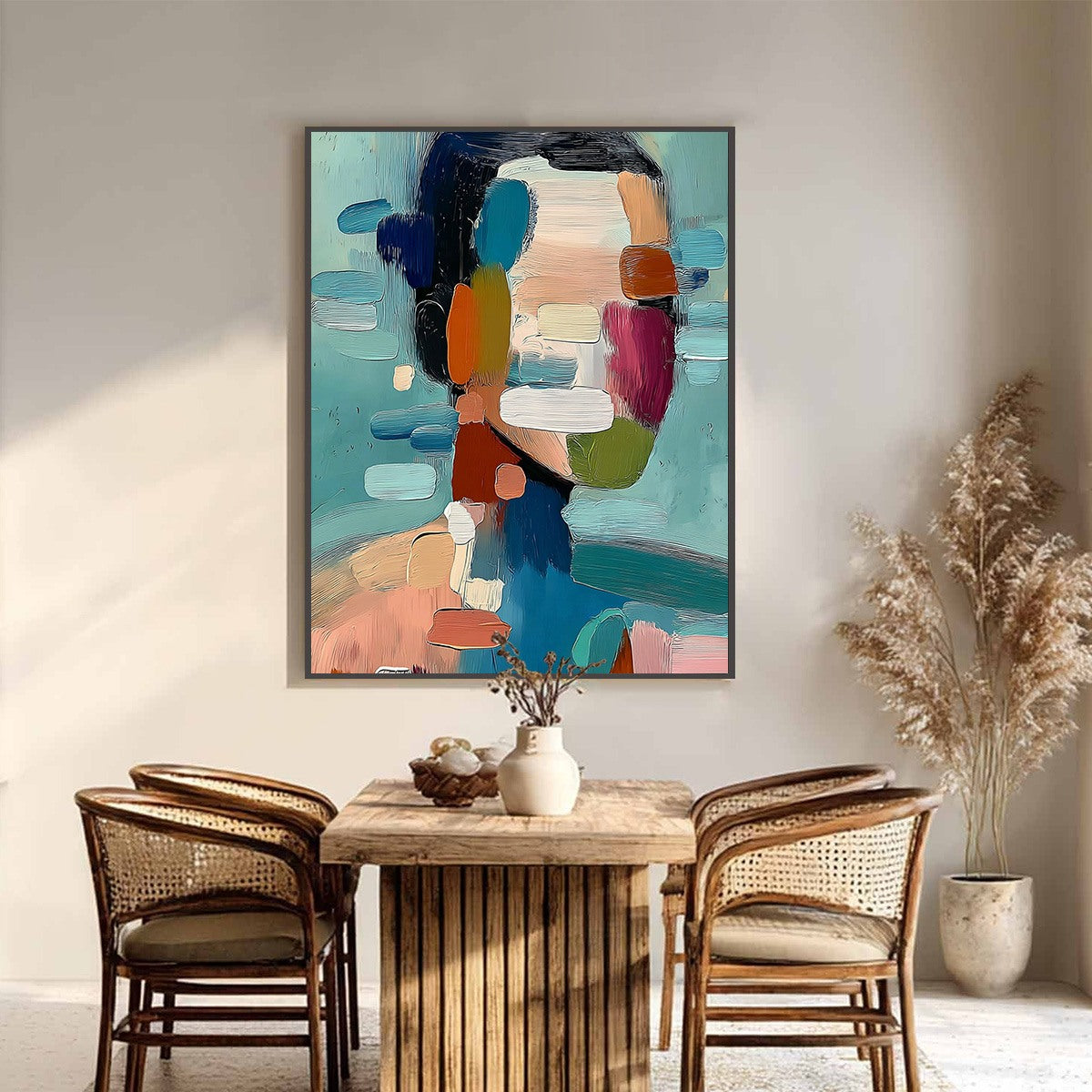 Kaleidoscope: Textured Abstract Portrait Oil Painting Wall Art