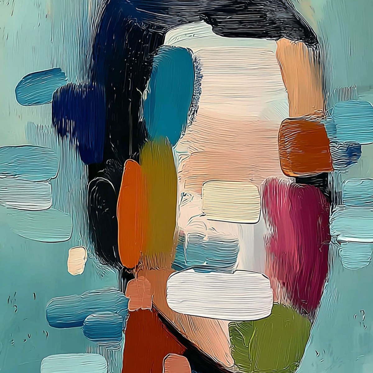 Kaleidoscope: Textured Abstract Portrait Oil Painting Wall Art