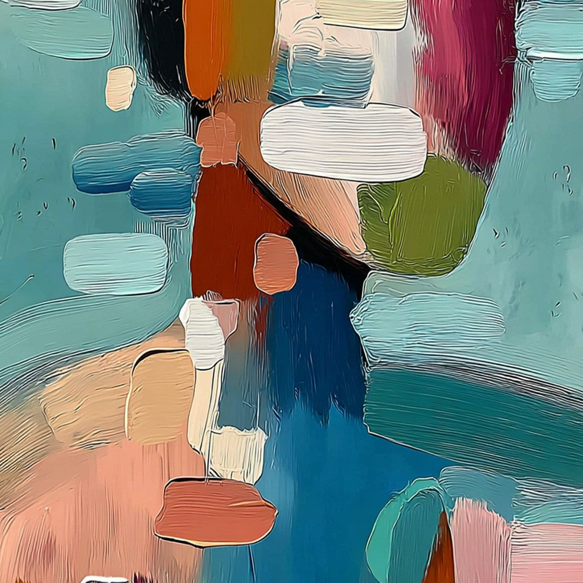 Kaleidoscope: Textured Abstract Portrait Oil Painting Wall Art