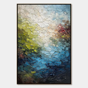 LAKESIDE REVERIE: Textured Abstract Landscape Impasto Oil Painting