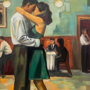 LAST DANCE: Romantic Figurative Oil Painting of Couple Dancing