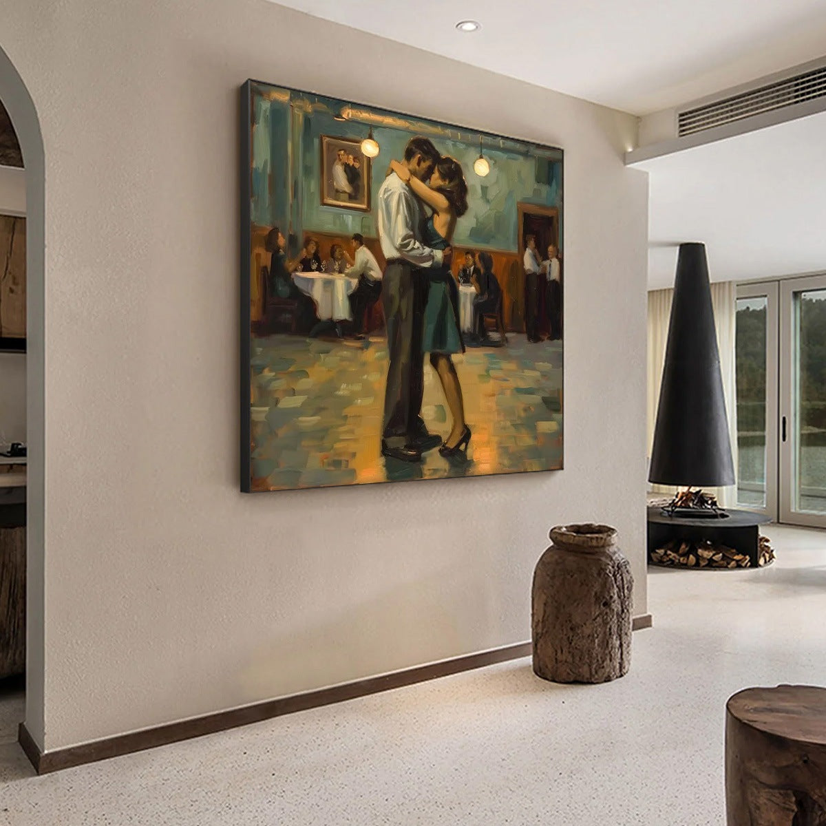 LAST DANCE: Romantic Figurative Oil Painting of Couple Dancing