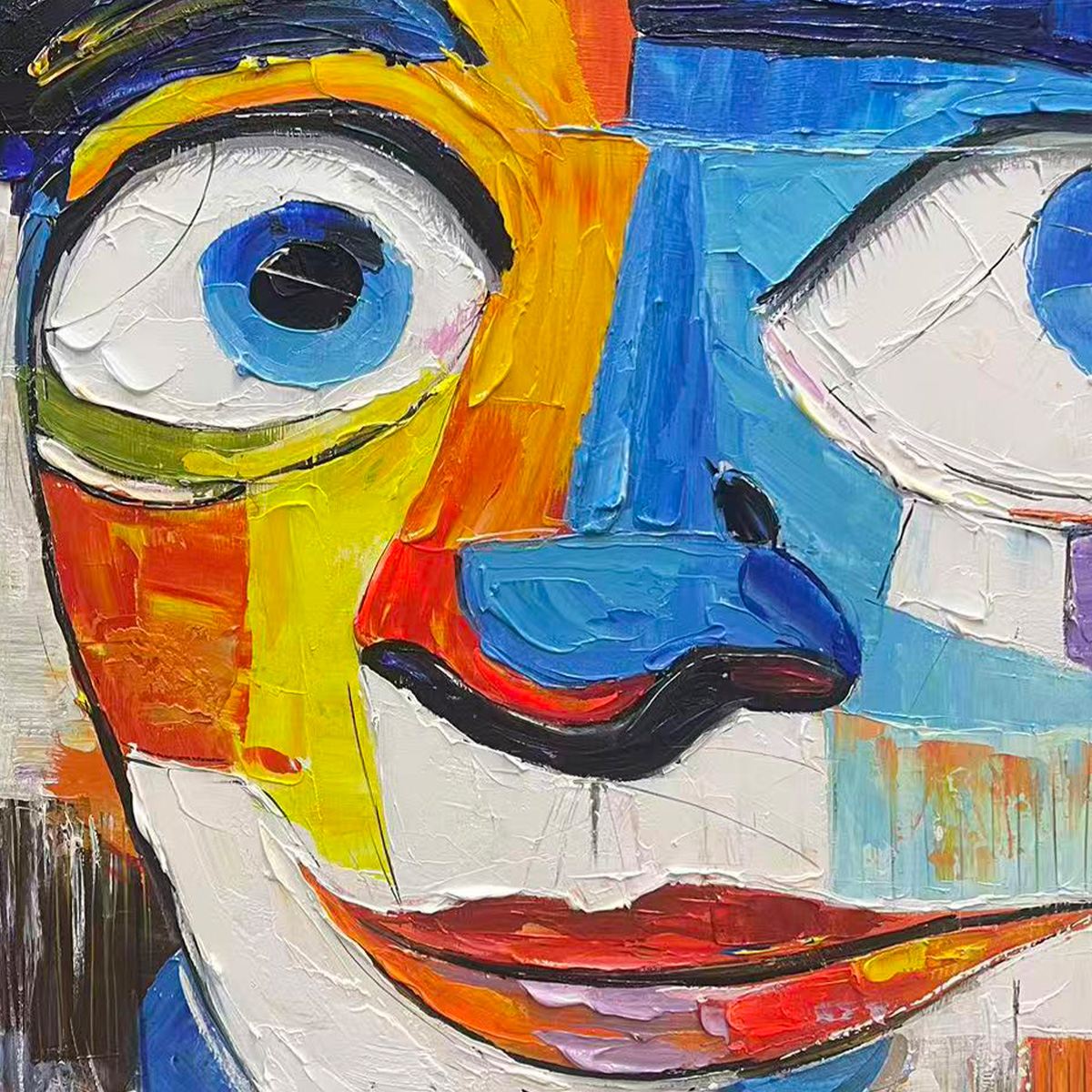 LAUGHING EYES: Textured Impasto Clown Portrait Oil Painting