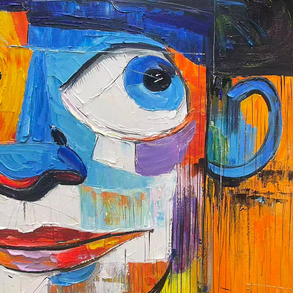 LAUGHING EYES: Textured Impasto Clown Portrait Oil Painting