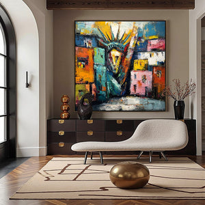 LIBERTY IGNITED: Abstract Textured Painting of an Iconic Landmark