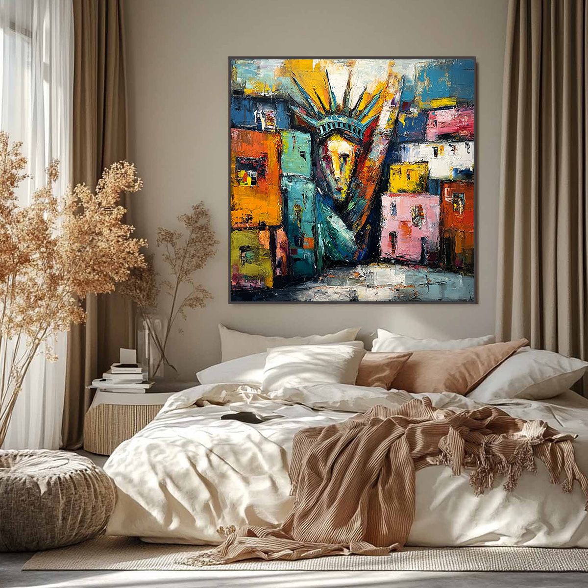 LIBERTY IGNITED: Abstract Textured Painting of an Iconic Landmark