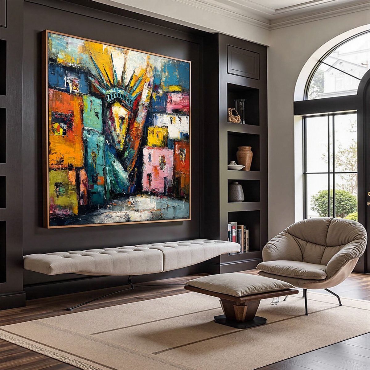 LIBERTY IGNITED: Abstract Textured Painting of an Iconic Landmark