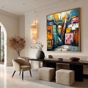 LIBERTY IGNITED: Abstract Textured Painting of an Iconic Landmark