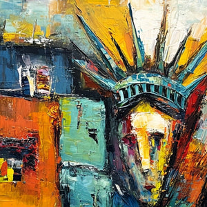 LIBERTY IGNITED: Abstract Textured Painting of an Iconic Landmark