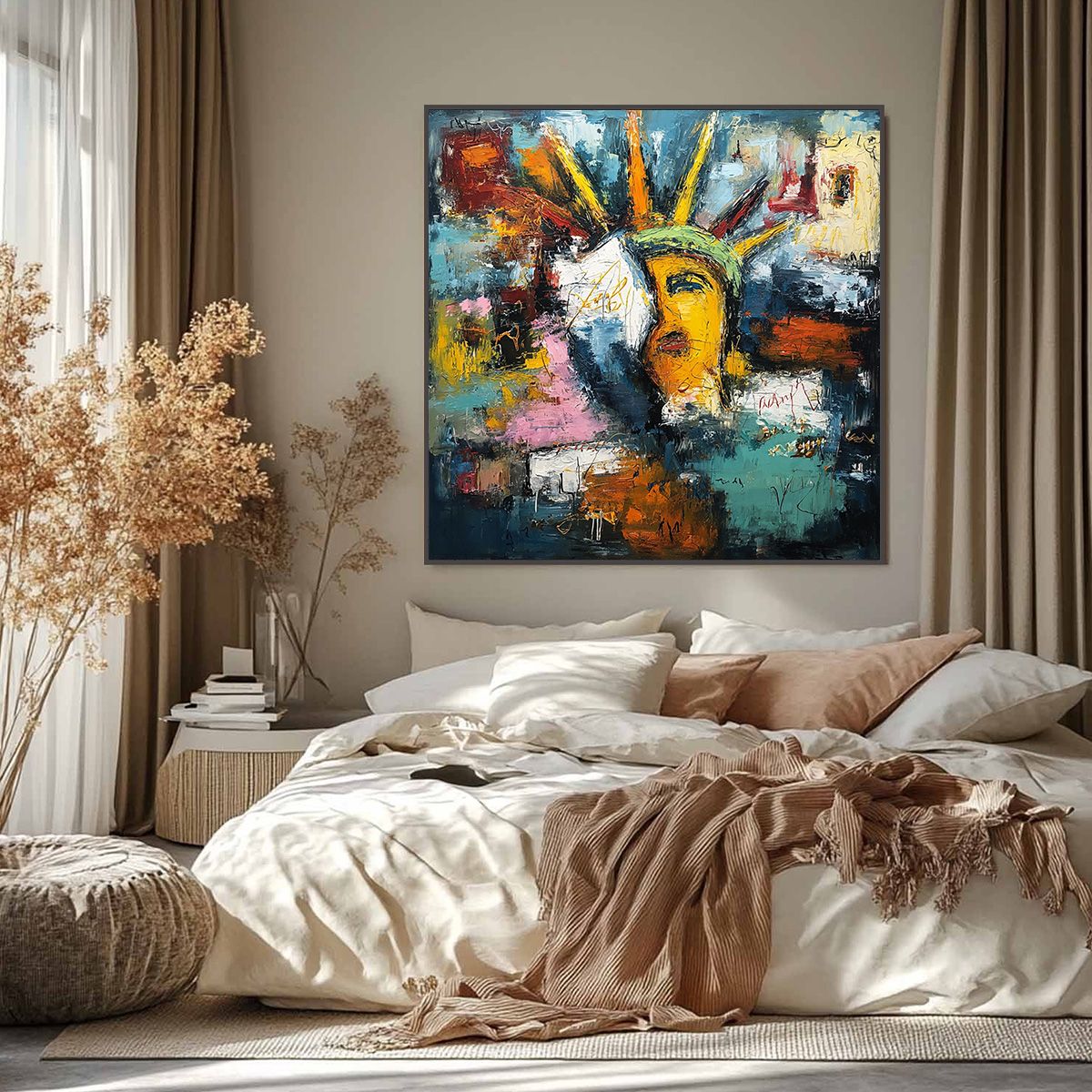 LIBERTY UNLEASHED: Vibrant Abstract Palette Knife Painting of a Modern Icon
