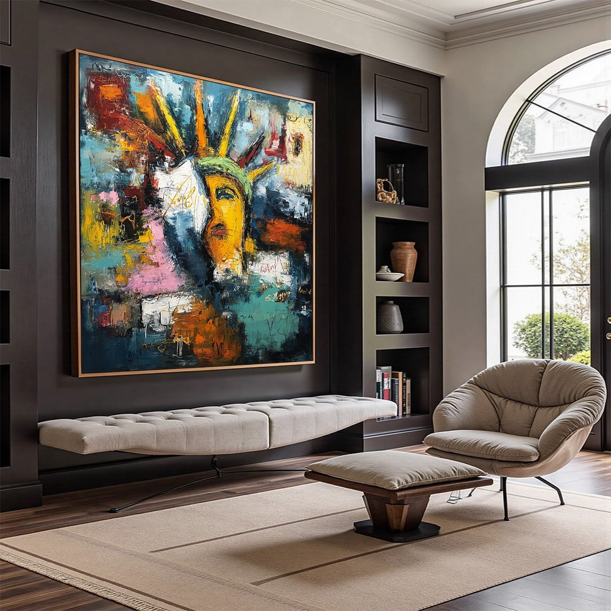 LIBERTY UNLEASHED: Vibrant Abstract Palette Knife Painting of a Modern Icon