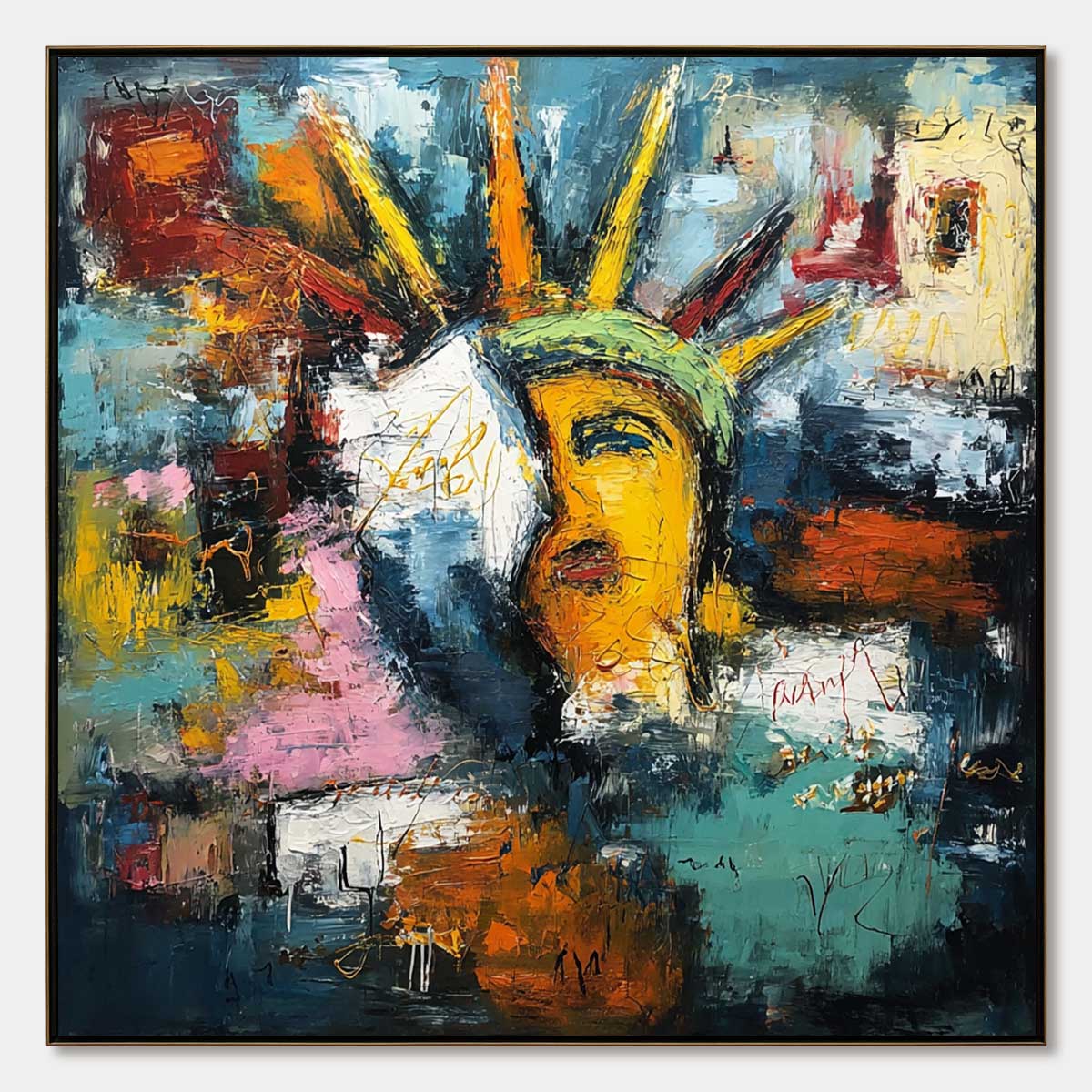 LIBERTY UNLEASHED: Vibrant Abstract Palette Knife Painting of a Modern Icon