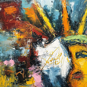LIBERTY UNLEASHED: Vibrant Abstract Palette Knife Painting of a Modern Icon