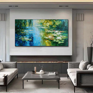 LILY POND REVERIE: Textured Impressionist Water Lilies Oil Painting