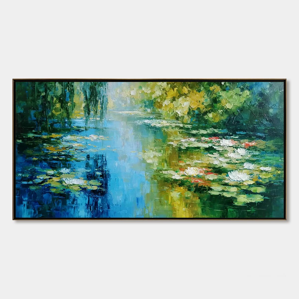 LILY POND REVERIE: Textured Impressionist Water Lilies Oil Painting