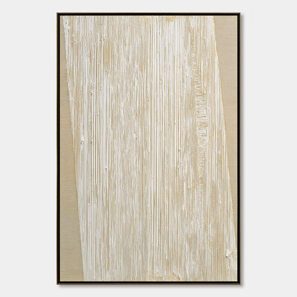 LINEAR CALM: Textured Minimalist Abstract Painting in Beige
