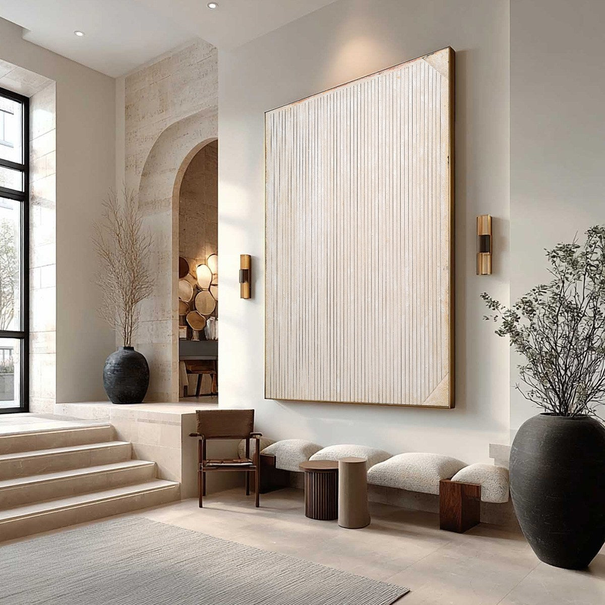 LINEAR CALM: Textured Minimalist Abstract Line Art Paintin