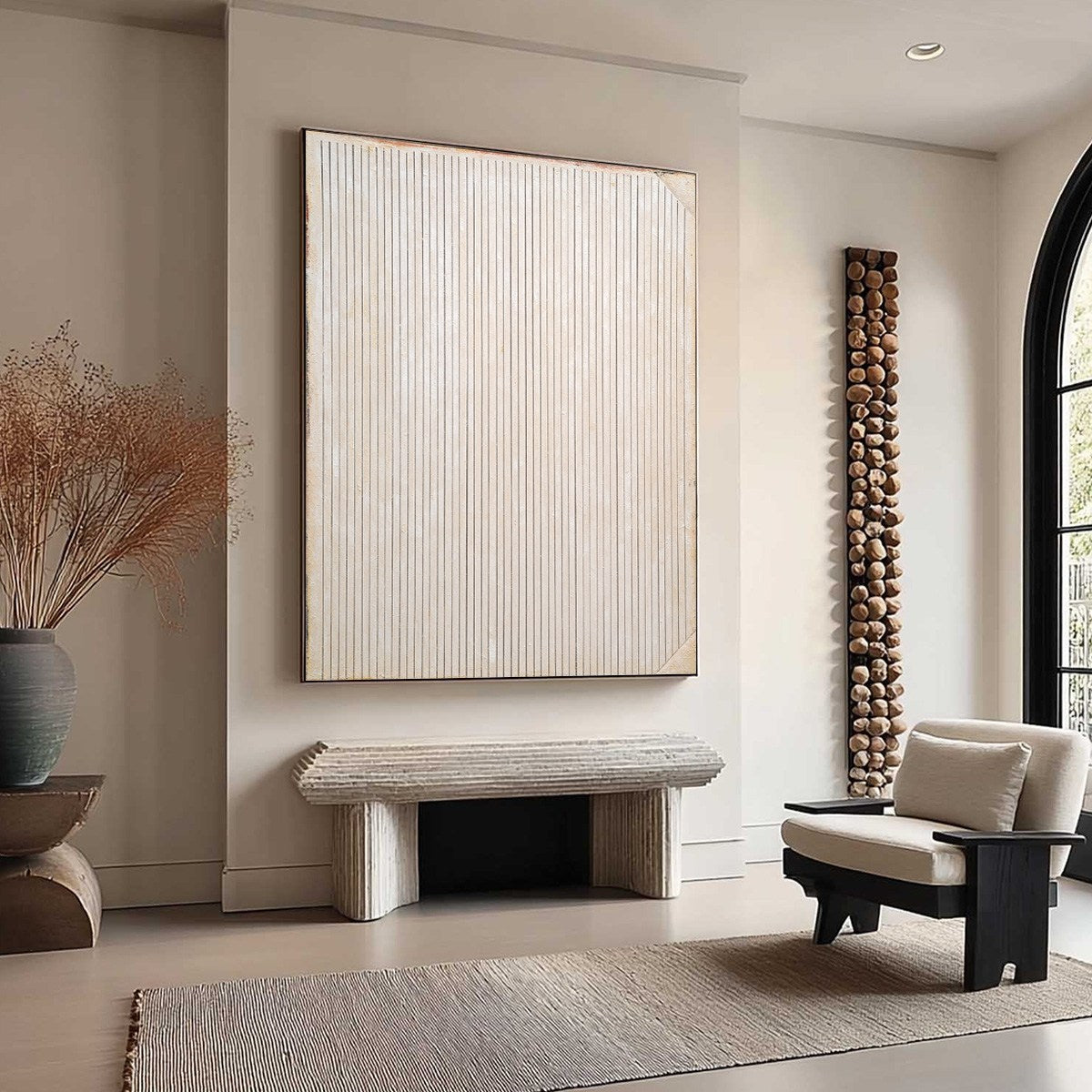 LINEAR CALM: Textured Minimalist Abstract Line Art Paintin